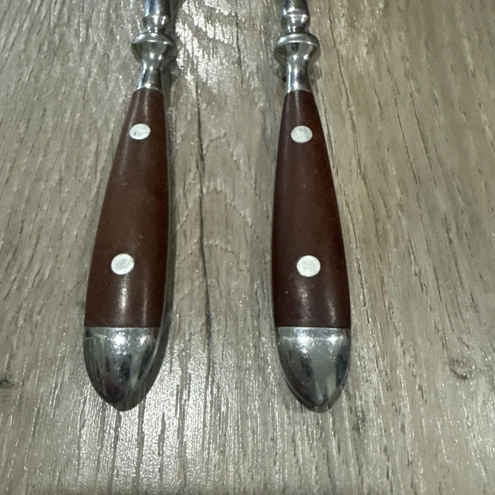 Chefs Dinner Fork Bistro Woodgrain‎ Brown 18/8 Stainless Steel Set of 2